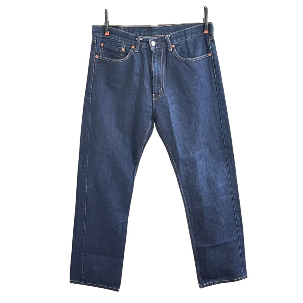 LEVI'S 505 Jeans Men's W36/L32 Slim Fit Whiskers Faded Zip Fly Logo Blue  reclot